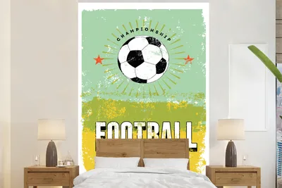 Produktbild von MuchoWow® Fototapete für Wohnzimmer oder Schlafzimmer Wandtapete Vinyl Motivtapete Zitate - Jahrgang - Fußball - Meisterschaft - Sport - Fußball - 170x260 cm - Wohnzimmertapete