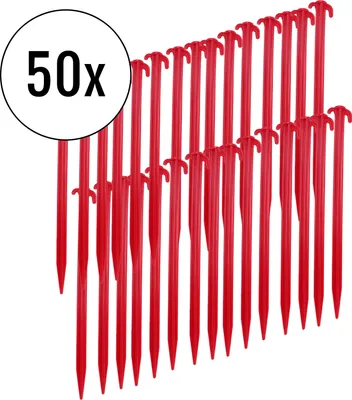Produktbild von Zeltheringe für Weichböden 50er Set, rot, 30 cm, Kunststoff