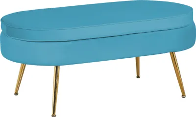 Produktbild von SalesFever Sitzpouf oval | Bezug Samt-Stoff | Gestell Metall goldfarben | B 99 x T 44 x H 40 cm | blau