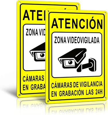 Immagine prodotto di Segnaletica per videosorveglianza, dimensioni 30 x 20 cm, con 2 superfici riflettenti, per uso esterno (giardino)