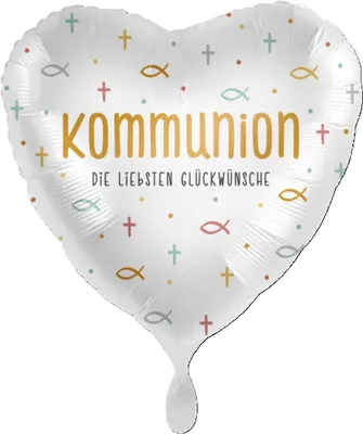 Produktbild von ABC18 Folienballon "Kommunion die liebsten Glückwünsche" Herz Ø43cm