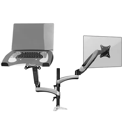 Produktbild von Duronic DM65L1X1 Monitorhalterung / Tischhalterung / Laptophalterung / Monitorständer mit Höhenverstellung durch Gasspannungsregelung für einen LCD/LED Bildschirm / Fernsehgerät und ein Notebook