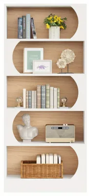 Productafbeelding van Boekenkast - Boekplank - Stapelrek - Opbergkast - Vakkenkast - Wit Walnoot - 180 cm Hoog - 6 Open Schappen