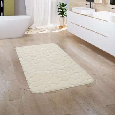 Image de Tapis de salle de bain Tapis de bain Tapis de salle de bain Moelleux Mousse à mémoire de forme 3D Dimensions 60 x 100 cm
