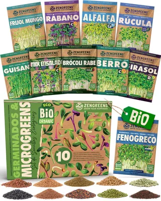 Imagen del producto de ZenGreens® Semillas Eco para Germinar Set 10 Variedades – Brotes y Microgreens