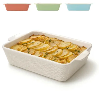 Image de Grand plat à gratin – Plat à lasagnes en céramique – Bords très hauts – Plat à gratin pour tiramisu et gratins – Plat à lasagnes – Blanc