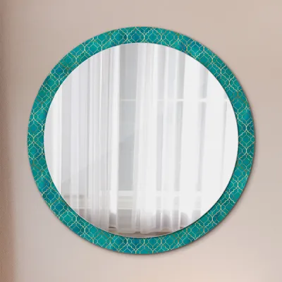 Produktbild von Spiegel - Mirror zum Wandspiegel Schlafzimmer – Schminkspiegel- grün und gold Komposition- Ø100cm