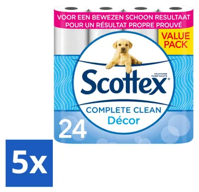 Imagen del producto de 5 rollos de papel higiénico Scottex, de doble capa, pack económico, 5 unidades
