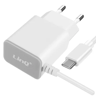Immagine prodotto di LinQ, alimentatore USB-C 18W con cavo integrato da 1,2 m, bianco