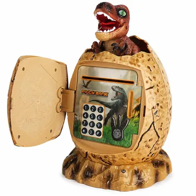 Produktbild von Dinosaurier Spardose für Kinder, interaktive Spardose mit Fingerabdrucksensor & Zahlenschloss, Dinosaurier-Ei mit Nachtlicht, Geschenk ab 3 Jahren