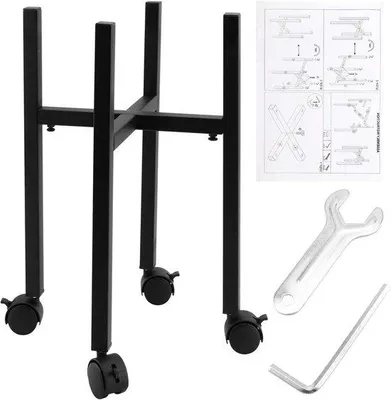 Image de Support pour plantes réglable, métal noir, 24-38 cm