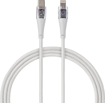 Immagine prodotto di QUALO Cavo in nylon trasparente USB-C - Lightning 1,5 m 2,4 A Bianco QTCN-CL-00