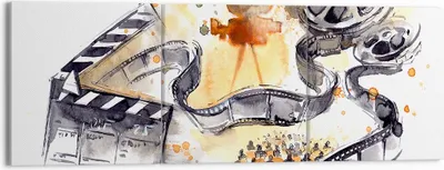 Produktbild von Bild auf Leinwand - Leinwandbild - Film Projektor Illustration - 150x50cm - Wand Bild - Wanddeko - Leinwanddruck - Bilder - Kunstdruck - Wanddekoration - Leinwand bilder - Wandkunst - CA150x50-3017