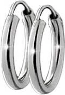 Produktbild von Paar 925 Sterling Silber Creole Ohrringe Ohrschmuck Ohrhänger Rhodiniert 14mm 7416