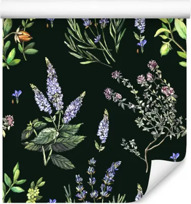 Produktbild von 10m VLIES TAPETE Rolle Blumen Lavendel Blätter Flora Natur Aquarell XXL
