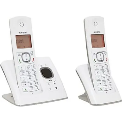 Produktbild von Alcatel F530, DECT-Telefon, Kabelloses Mobilteil, Freisprecheinrichtung, 50 Eintragungen, Anrufer-Identifikation, Grau, Weiß