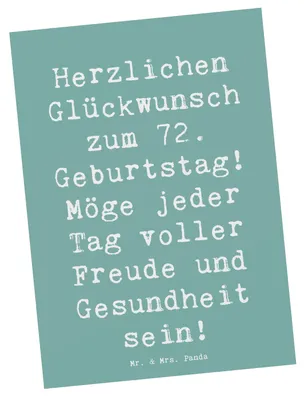 Produktbild von Mr. & Mrs. Panda Postkarte Spruch 72. Geburtstag - Meeresbrise - Geschenk, bildkarte, Geburtstagsgeschenk, Feier, Ansichtskarten, Geburtstagsspruch, Freude, Grußkarte