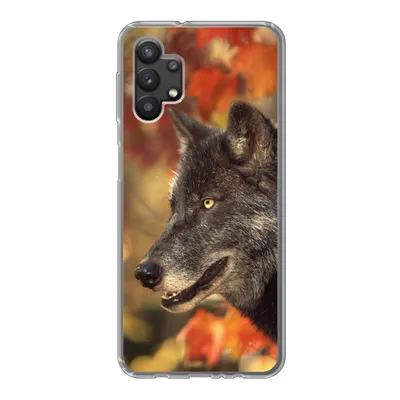 Produktbild von MuchoWow® Handyhülle Schutzhülle Hülle für Samsung Galaxy A32 5G Wolf - Nahaufnahme - Blätter Silikon Softcase Handy Hülle - Softcase