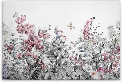 Produktbild von Leinwandbild Blumen 60 x 90 cm - Wandbild Grau Weiß Tadessi Leinwandbild Gemalt Floral - Keilrahmen Wohnzimmerdeko Wanddeko Wandgemälde