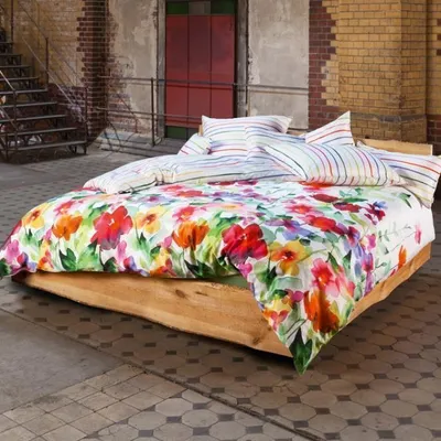 Produktbild von Estella Mako Satin Bettwäsche 2 teilig Bettbezug 135 x 200 cm Kopfkissenbezug 80 x 80 cm Impulse Aquarell multicolor