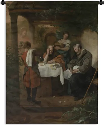 Produktbild von MuchoWow® Wandteppich Wandbehang Die Jünger von Emmaus - Jan Steen 90x120 cm Tapisserie Dekoration Wandtuch - Wanddeko
