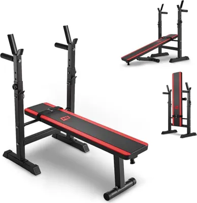 Produktbild von Famanu Fitnessbank Verstellbar und Klappbar – Platzsparende Halterbank mit Bequemer Polsterung