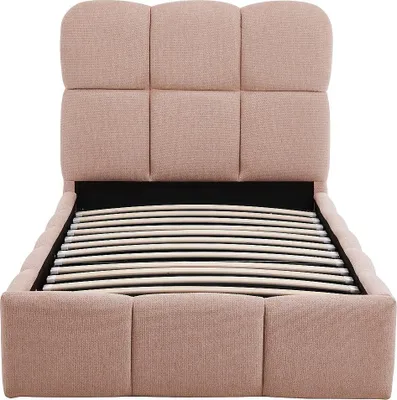 Produktbild von Bett mit Stauraum 90 x 190 cm – Strukturierter Stoff – Rosa – DILUDO