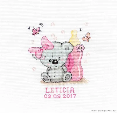 Zdjęcie produktu dla Zestaw do haftu krzyżykowego Luca-S "Leticia na narodziny dziewczynki", wzór liczony, 13x15,5cm
