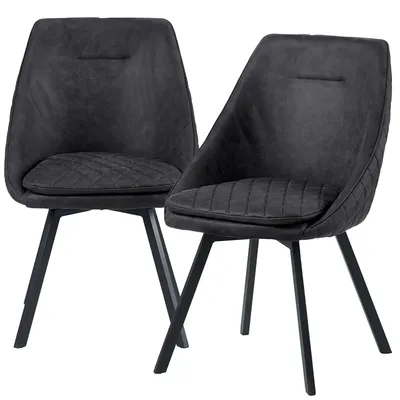 Produktbild von Essstuhl Esszimmerstuhl Designstühle Kunstlederbezug in Antik Optik Küchenstuhl , Farbe:Schwarz;Menge:2 St.