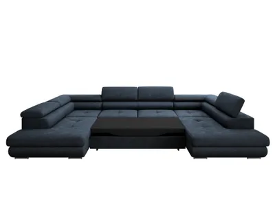 Produktbild von Imperia Ecksofa Rivera schwarz U-Form mit Schlaffunktion, 2 Bettkästen, verstellbaren Kopfstützen, wasserabweisend, pflegeleicht, XXL, 345x202x70 cm (BxTxH), T30-Schaum, Nosag-Federn, Monolith-Stoff, Metall