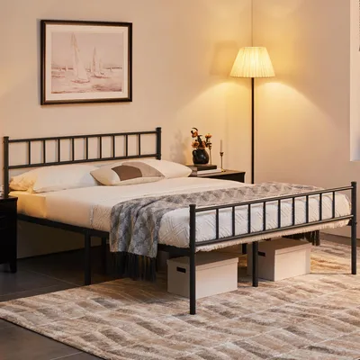 Produktbild von Yaheetech Metallbett 140 x 200 cm Bettrahmen mit Kopfteil Bettgestell aus Metall
