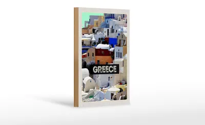 Produktbild von Holzschild Reise 12x18 cm Greece Griechenland Häuser Urlaub