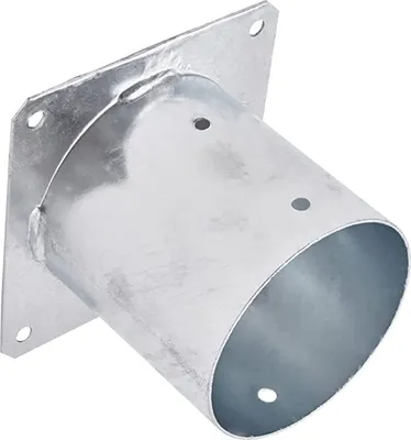 Produktbild von TRIBECCO® Aufschraubhülse für Rundholzpfosten Feuerverzinkt (Ø 140 mm) Pfostenträger Bodenhülse Rund Zaunträger Hülse Bodenplatte Anker