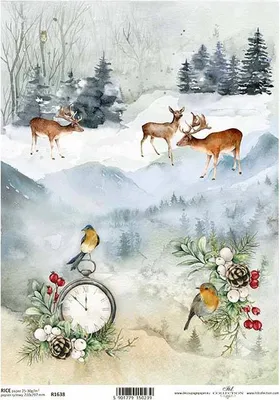 Produktbild von Reispapier für Decoupage ITD-R1638 - A4 Winterlandschaft