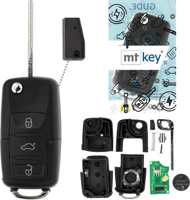 Produktbild von MT-KEY Funk Schlüssel 434MHZ Sender ID44 Klappschlüssel kompatibel mit Seat Arosa 6HS 2001-2004 1J0959753P Fernbedienung 433MHZ
