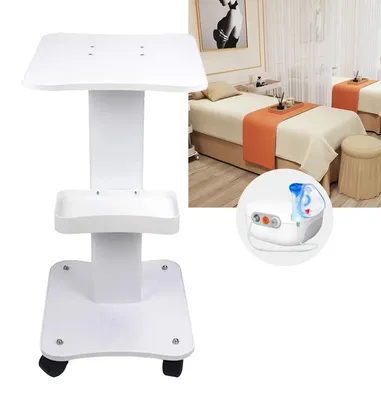 Obrázok produktu pre Kozmetický vozík - Vozík do salónu - Veľká kapacita - Úložný priestor - Tiché kolieska s 360° otočnosťou - Nosnosť 40 kg - Kovový rám - Biela farba