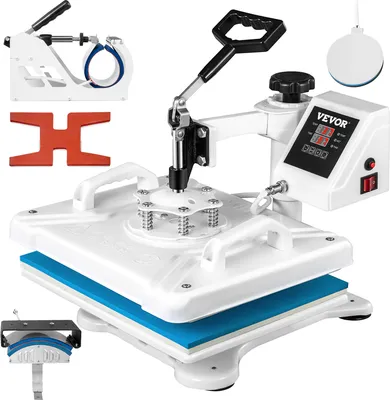 Produktbild von VEVOR Transferpresse 29x38cm Hitzepresse 5 in 1, Heat Press, Heißpresse mit genauen digitalen Zeitschaltuhr & Temperaturregelung 360 Grad, weiße Heißpressmaschine für Schuhe T-Shirts Becher