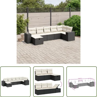 Produktbild von The Living Store 7-tlg. Garten-Sofagarnitur mit Kissen Schwarz Poly Rattan