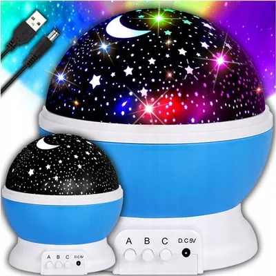 Obrázok produktu pre Detské Nočné Svetlo 2V1 Nebeský Hviezdny Projektor 360° Usb/Batérie 8 Farieb