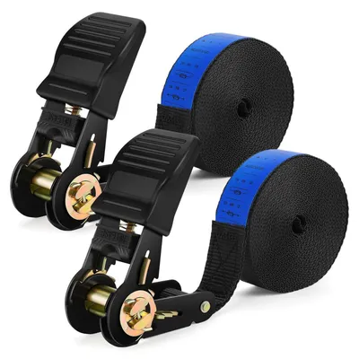 Obrázok produktu pre Upevňovacie popruhy s ratchetom, 6 m x 25 mm, čierna farba, 2 kusy, nosnosť 800 kg,