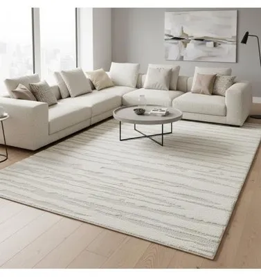 Immagine prodotto di Melis Home tappeto a pelo lungo Crema 200x290 cm moderno color con rilievo lineare e trama a strati