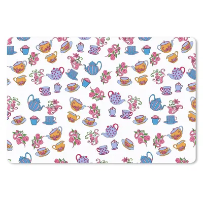Produktbild von MuchoWow® Mauspad Mousepad Muster - Tee - Rosen - Teekanne 27x18 cm - Mousepads - Maus Mat - Pad - Mausunterlage - Büroartikel - Desk Matten