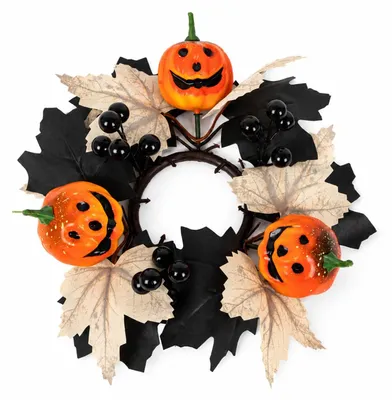 Herbstkranz mit Kürbissen, 26 cm, für Kerzen, Tischdeko
