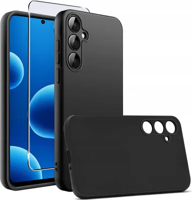Zdjęcie produktu dla Etui Czarne Matowe Silikon Slim do Samsung S25 FE + SZKŁO 9H