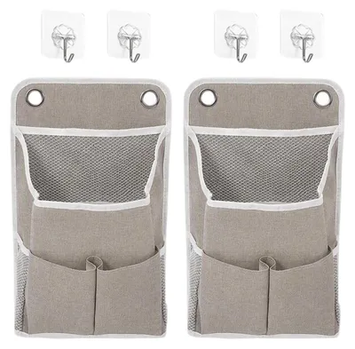 Hängende Organizer, 2er-Set, mit 4 Haken, 22x10x36 cm, grau