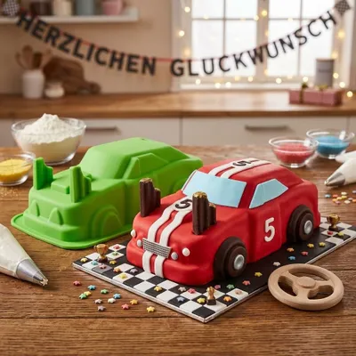 Produktbild von GKA XL 3D Silikon Backform Auto Silikonform Silikonbackform 30 cm Kuchenform Kuchenbackform Motivbackform