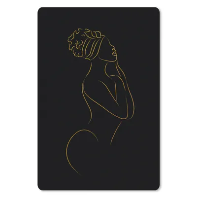 Produktbild von MuchoWow® Mauspad Mousepad Frau - Gold - Schwarz - Strichzeichnung 40x60 cm - Mousepads - Maus Mat - Pad - Mausunterlage - Schreibtisch Accesoire