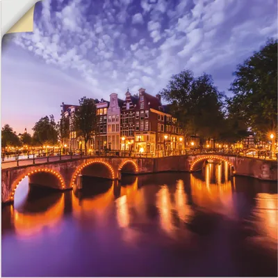 Produktbild von ARTland Wandbild, selbstklebend Amsterdam Keizersgracht Leidsegracht Größe: 40x40 cm