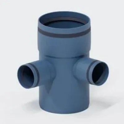 Produktbild von POLOPLAST Eckdoppelabzweig, POLO-KAL XS, 110/50/50mm, 87,5°, PP-MD, blau, 1 Stk.