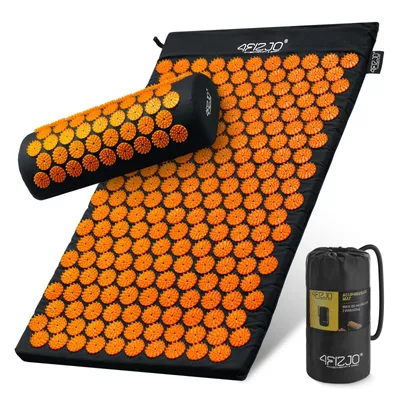 Produktbild von 4FIZJO Akupressurmatte mit Kissen 68 × 42 cm, Set mit Noppen und Aufbewahrungsbeutel - Schwarz-orange